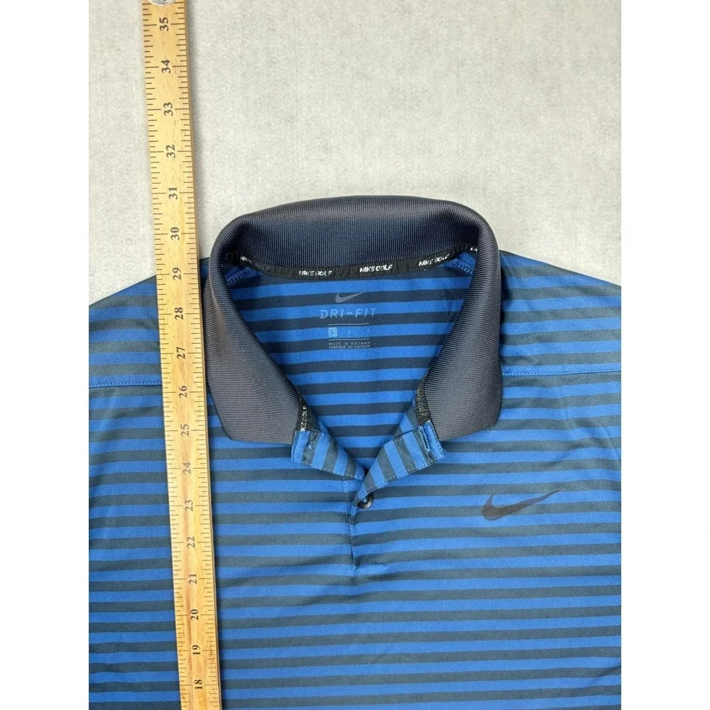 Nike Golf Mens Dri-FIT‎ Striped Polo Shirt Blue Navy 891239-431 Size Large